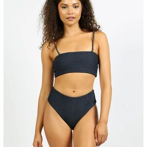 Nirvanic Bikini Set June Top and Nahla Bottom in Black Crinkle